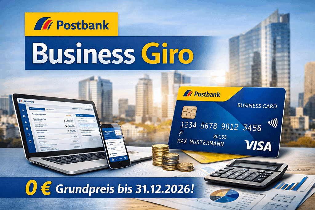 Postbank Business Giro ohne monatlichen Grundpreis - Beitragsbild